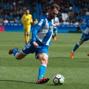 Deportivo La Coruña-spelare i en match mot Las Palmas 2018 då laget fortfarande spelade i Spaniens högstaliga.