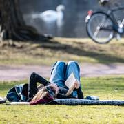 Sol, vår och picknick i Slottsparken i Malmö.