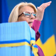 Finansminister Elisabeth Svantesson (M) när hon presenterar höstbudgeten.