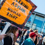 En tidigare demonstration för asylrätt i finländska Torneå, 2015.