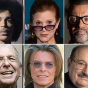 Prince, Carrie Fisher, George Michael, Leonard Cohen, David Bowie, Emberto Eco