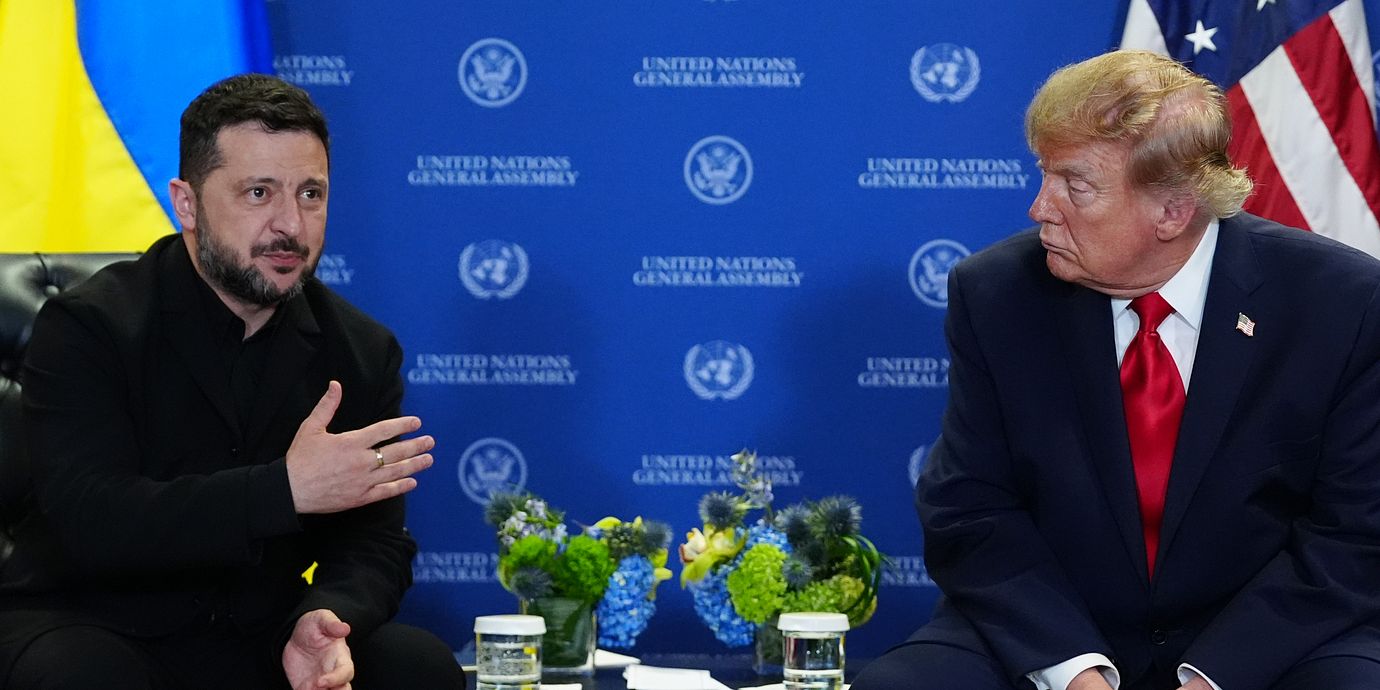  Volodomyr Zelenskyj och Donald Trump under FN:s generalförsamling den 22 september.