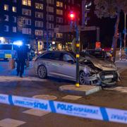 Den kraschade bilen vid Hornstull.