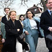 Partiledare Simona Mohamsson (L) på väg in till Liberalernas partistyrelsemöte i fredags.