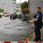 Polis vid platsen för attacken i Zürich på tisdagen. 