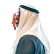 President Donald Trump, left, at a business event in Abu Dhabi, the United Arab Emirates, on May 16, 2025. 