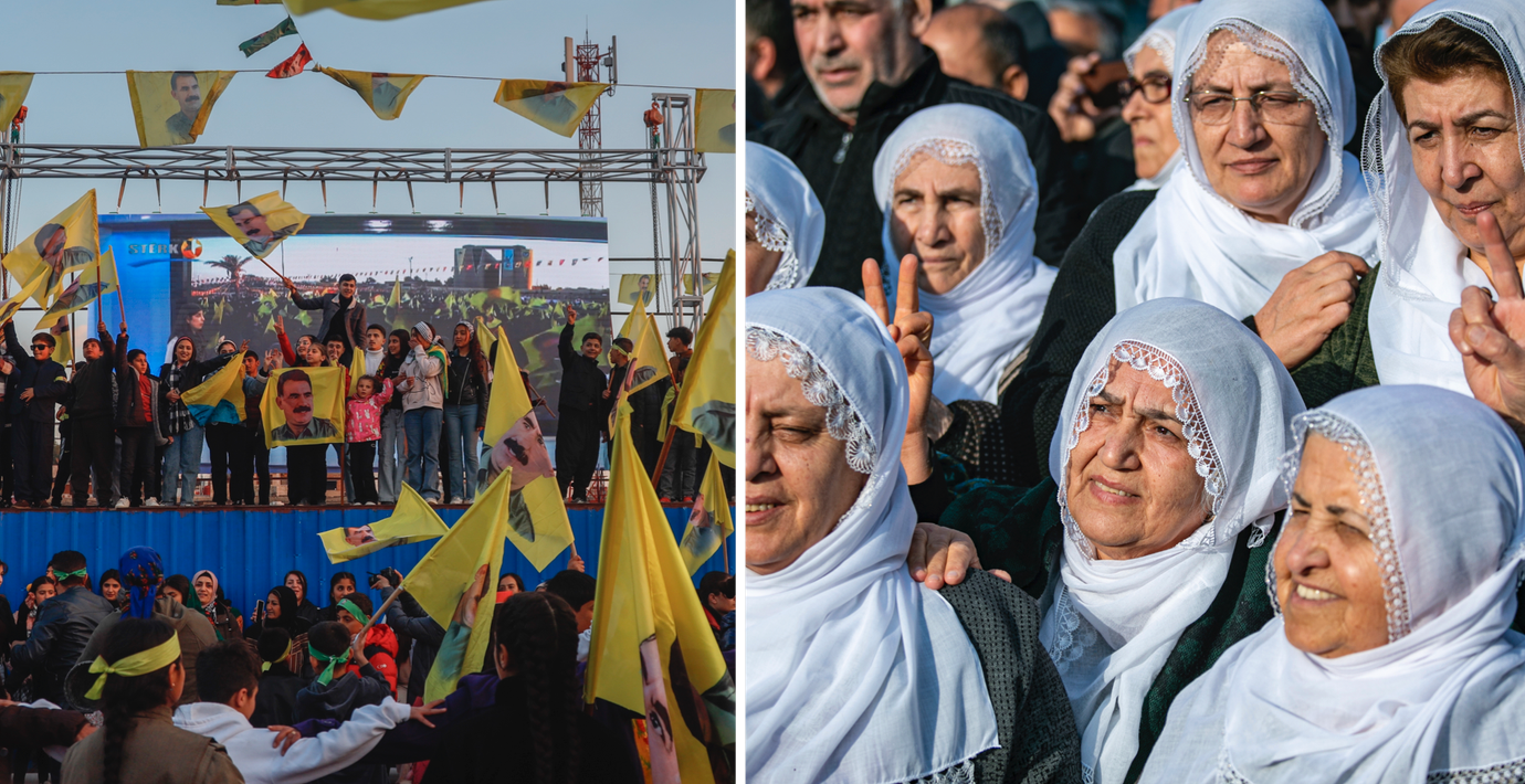 Kurder vid en demonstration för Abdullah Öcalan på torsdagen.