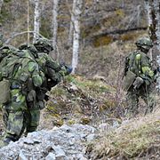 Militärövning på markstridsskolan i Kvarn utanför Borensberg.