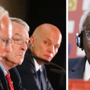 Dick Pound från Wada i mitten och Lamine Diack.