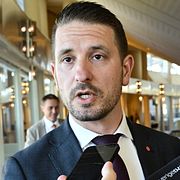 Samuel Gonzalez Westling, gruppledare för V efter torsdagens möte.