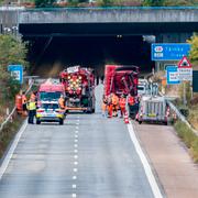Vägarbete vid Tårnby tunnel efter att Öresundsbron blivit avstängd.