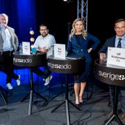 Regeringsunderlaget en vecka före valet. Johan Pehrson (L), Jimmie Åkesson (SD), Ebba Busch (KD) och Ulf Kristersson (M).
