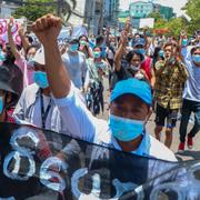 Protester i Myanmar. 