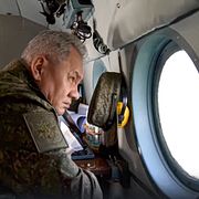 Bilden som det ryska försvarsdepartementet släppte på Sergej Sjojgu. AP