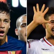 Neymar till vänster, Alexandre Pato till höger.