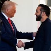 Donald Trump och El Salvadors president Nayib Bukele i april.