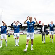 Halmstads Ludvig Arvidsson jublar.