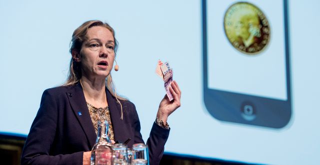 Cecilia Skingsley presenterade planerna på en så kallad e-krona 2016. Lars Pehrson/SvD/TT