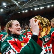 Guldhattar på – Frölunda jublar efter segern i damerna SM-slutspel, final 3 i bäst av 5.