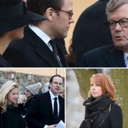 Bilder från begravningen. Jacob Wallenberg tillsammans med Daniel och Victoria. Bland de övriga gästerna fanns bland andra finansminister Magdalena Andersson, Anders Borg, Annie Lööf och statsminister Stefan Löfven.