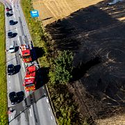Räddningstjänsten på plats vid en brand i en stubbåker i utkanten av Malmö i augusti förra året.