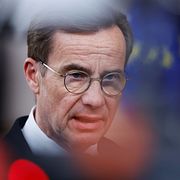 Ulf Kristersson (M) fotograferad innan EU-toppmötet i Bryssel på torsdagen.