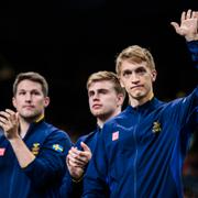 Kristian Karlsson, Truls Möregårdh och Anton Källberg inför semifinalmatchen mot Japan på onsdagen.