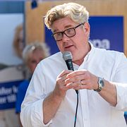 Gunnar Strömmer i en valstuga i Limhamn tidigare i augusti.