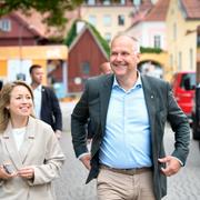 V-ledaren Jonas Sjöstedt under partiets dag i Almedalen i somras.