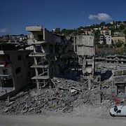 Förstörda byggnader i södra Libanon.