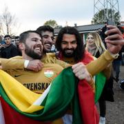 Dalkurd jublar efter 1-0 segern i lördagens fotbollsmatch i Superettan mellan Dalkurd FF och Gais på Domnarvsvallen. 