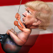 EU:s utrikeschef Kaja Kallas/illustration av Donald Trump från 2016.