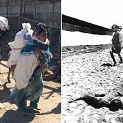 Familjer hämtar nödpaket i Etiopien i december 2015. Över en miljon dog av svält i torkan 1984.