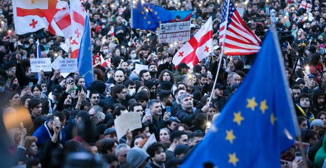 EU-vänliga demonstranter i Tbilisi. Zurab Tsertsvadze / AP