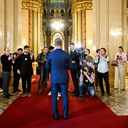 Péter Magyar mötte media i fredags.