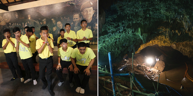 Fotbollslaget 2019, grottan under insatsen 2018. TT/AP