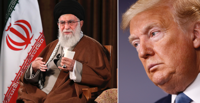 Ali Khamenei i samband med dagens tal/Donald Trump. TT