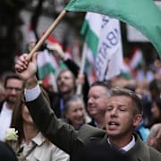 Premiärminister Viktor Orbán och oppositionsledaren Peter Magyar.