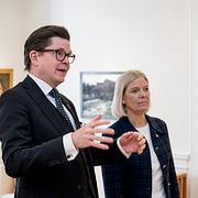Riksdagens talman Andreas Norlén träffar Socialdemokraternas partiledare Magdalena Andersson.