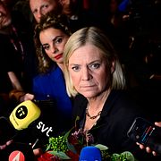 Socialdemokraternas partiledare Magdalena Andersson på valdagen 13 september.