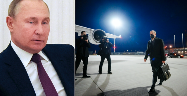 Vladimir Putin under mötet med Olaf Scholz i Moskva/Scholz på väg till Moskva TT