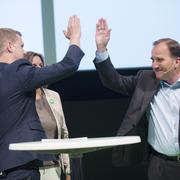 Arkivbild: Fridolin, Isabella Lövin (MP) och Stefan Löfven (S).