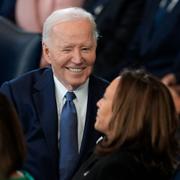 Joe Biden och Kamala Harris under Trumps installationsceremoni. 