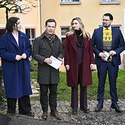 Simona Mohamsson (L), Ulf Kristersson (M), Ebba Busch (KD) och Jimmie Åkesson (SD).