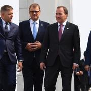 Slovakiens premiärminister Robert Fico, Finlands premiärminister Juha Sipila, statsminister Stefan Löfven och Litauens president Dalia Grybauskaite.