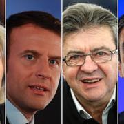 Marine Le Pen, Emmanuel Macron, Jean-Luc Mélenchon och François Fillon.