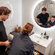 Paret Calle Göransson  och Sara Tegström på en lägenhetsvisning på Kungsholmen. Arkivbild/illustrationsbild.