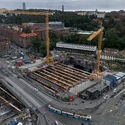 Bygget av Västlänken vid Korsvägen.
