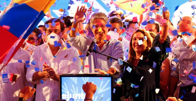 Guillermo Lasso firar segern i Ecuadors val. Angel Dejesus / TT NYHETSBYRÅN