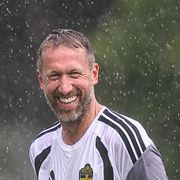 Förbundskapten Graham Potter under Sveriges sista träning inför premiären.